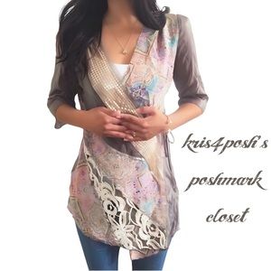 Anthro Tiny Silk + Sequin Kimono Wrap